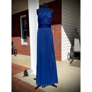 David's Bridal Women's Size 8 Navy Blue Long Evening Gown wedding prom formal